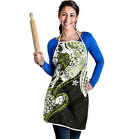 Monstera Plumeria Flowers Olive Green Apron Polynesian Pattern LT01 - Polynesian Pride