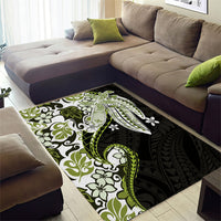 Monstera Plumeria Flowers Olive Green Area Rug Polynesian Pattern LT01 - Polynesian Pride