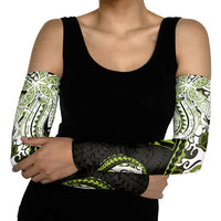 Monstera Plumeria Flowers Olive Green Arm Sleeves Polynesian Pattern LT01 - Polynesian Pride