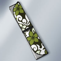 Monstera Plumeria Flowers Olive Green Auto Sun Shade Polynesian Pattern