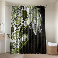 Monstera Plumeria Flowers Olive Green Bathroom Set Polynesian Pattern LT01 Shower Curtain Only Green - Polynesian Pride