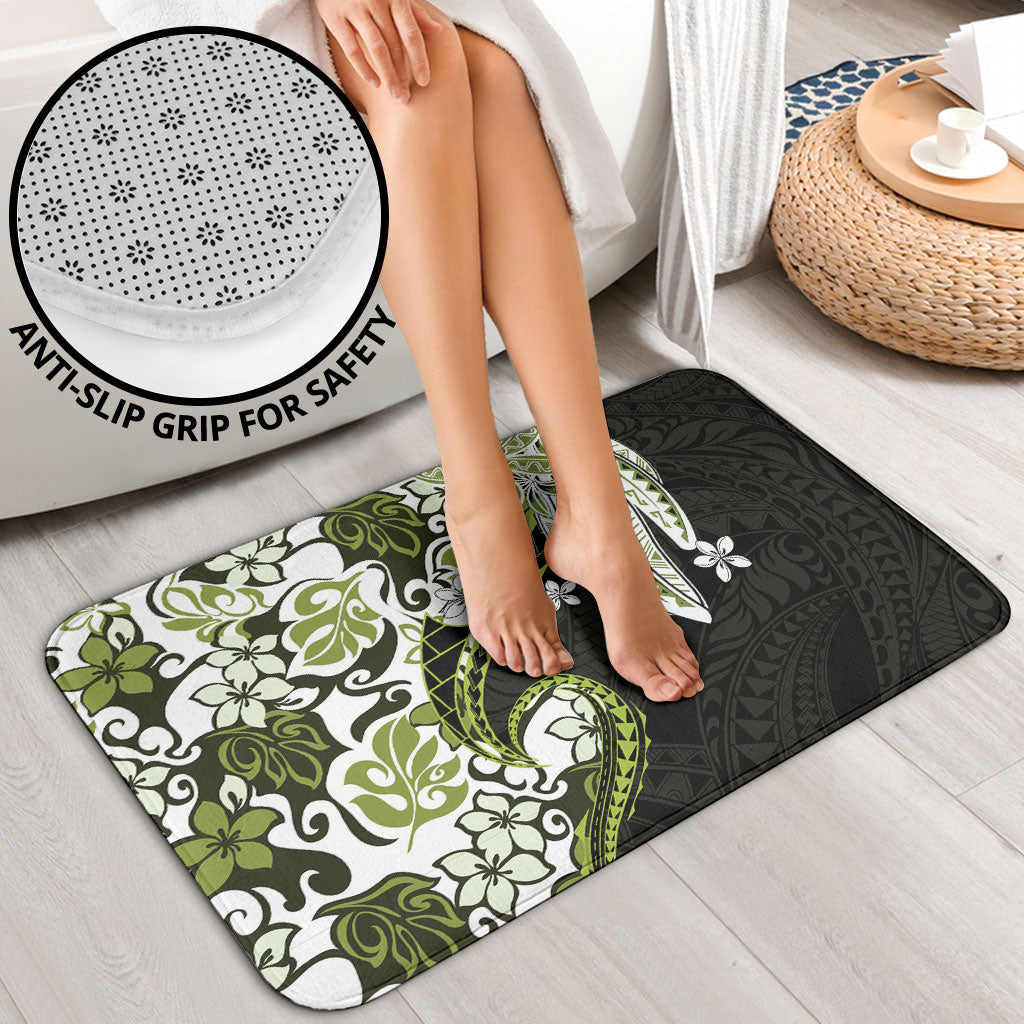 Monstera Plumeria Flowers Olive Green Bathroom Set Polynesian Pattern LT01 - Polynesian Pride