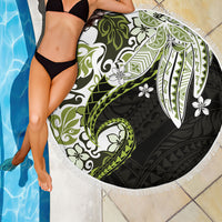 Monstera Plumeria Flowers Olive Green Beach Blanket Polynesian Pattern LT01 - Polynesian Pride
