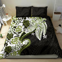 Monstera Plumeria Flowers Olive Green Bedding Set Polynesian Pattern LT01 - Polynesian Pride