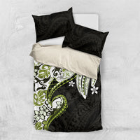 Monstera Plumeria Flowers Olive Green Bedding Set Polynesian Pattern LT01 US Twin 172cm x 218cm Green - Polynesian Pride