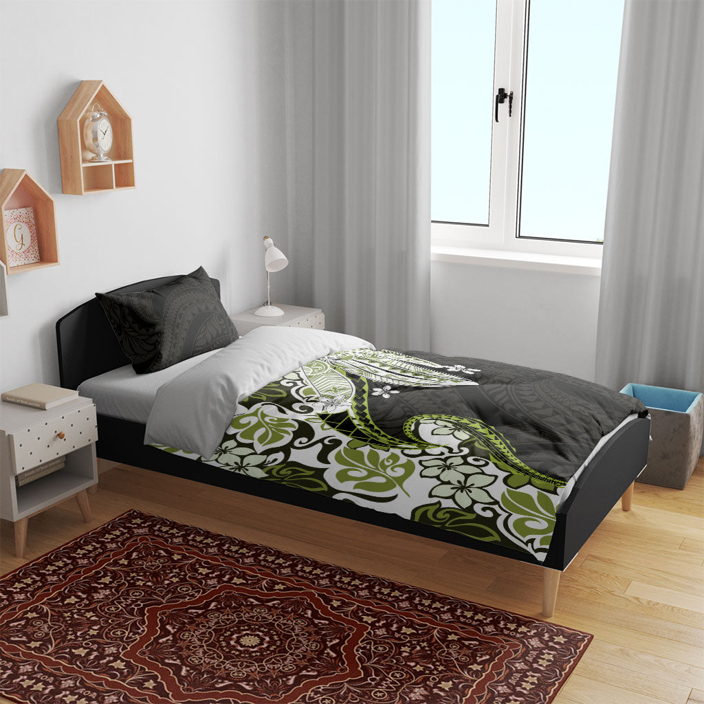 Monstera Plumeria Flowers Olive Green Bedding Set Polynesian Pattern LT01 - Polynesian Pride