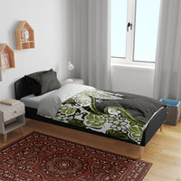 Monstera Plumeria Flowers Olive Green Bedding Set Polynesian Pattern LT01 - Polynesian Pride