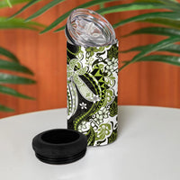 Monstera Plumeria Flowers Olive Green 4 in 1 Can Cooler Tumbler Polynesian Pattern LT01 - Polynesian Pride