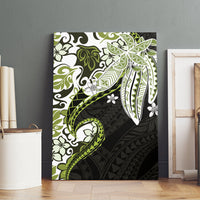 Monstera Plumeria Flowers Olive Green Canvas Wall Art Polynesian Pattern LT01 - Polynesian Pride