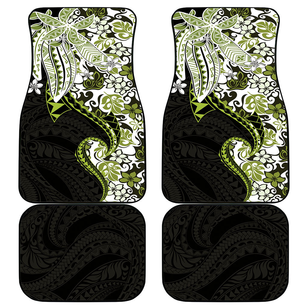 Monstera Plumeria Flowers Olive Green Car Mats Polynesian Pattern LT01 - Polynesian Pride