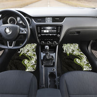 Monstera Plumeria Flowers Olive Green Car Mats Polynesian Pattern LT01 Set 2pcs - Front Green - Polynesian Pride