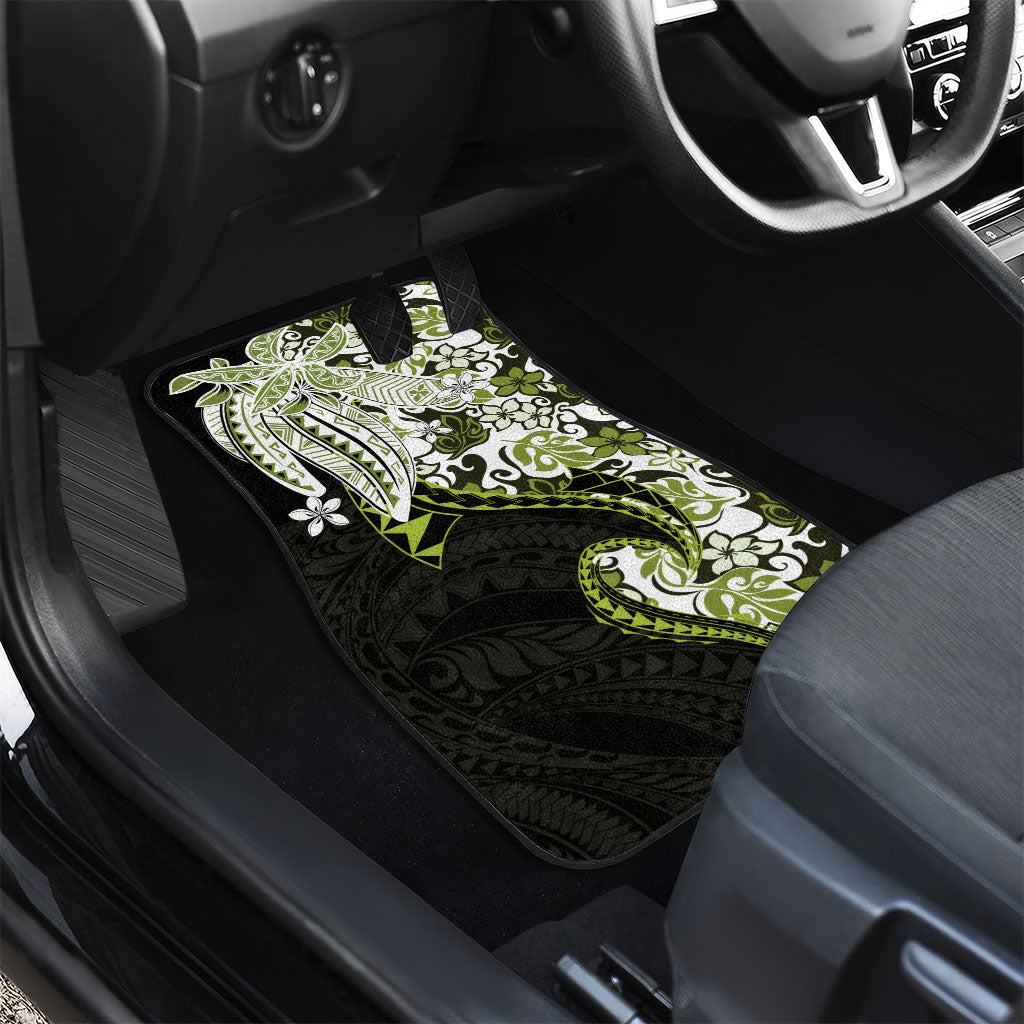 Monstera Plumeria Flowers Olive Green Car Mats Polynesian Pattern LT01 - Polynesian Pride
