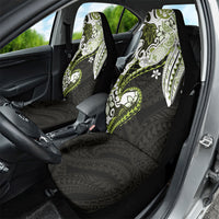 Monstera Plumeria Flowers Olive Green Car Seat Cover Polynesian Pattern