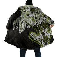 Monstera Plumeria Flowers Olive Green Cloak Polynesian Pattern LT01 - Polynesian Pride