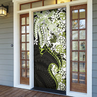 Monstera Plumeria Flowers Olive Green Door Cover Polynesian Pattern LT01 - Polynesian Pride