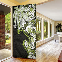 Monstera Plumeria Flowers Olive Green Door Cover Polynesian Pattern LT01 - Polynesian Pride