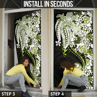 Monstera Plumeria Flowers Olive Green Door Cover Polynesian Pattern LT01 - Polynesian Pride
