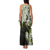 Monstera Plumeria Flowers Olive Green Family Matching Tank Maxi Dress and Hawaiian Shirt Polynesian Pattern
