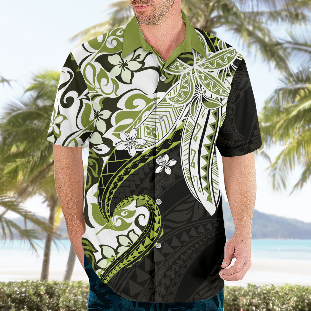 Monstera Plumeria Flowers Olive Green Hawaiian Shirt Polynesian Pattern LT01 - Polynesian Pride