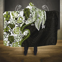 Monstera Plumeria Flowers Olive Green Hooded Blanket Polynesian Pattern LT01 - Polynesian Pride