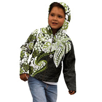 Monstera Plumeria Flowers Olive Green Kid Hoodie Polynesian Pattern LT01 - Polynesian Pride
