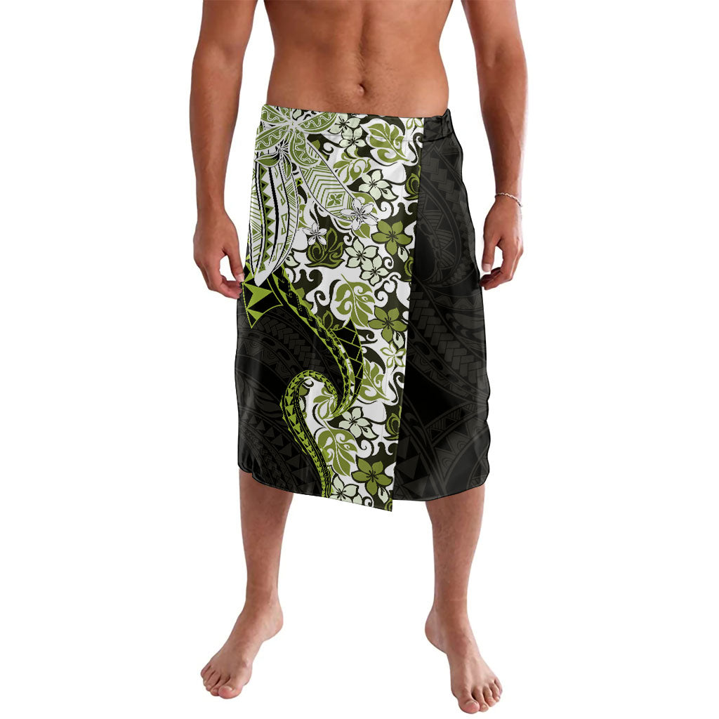 Monstera Plumeria Flowers Olive Green Lavalava Polynesian Pattern LT01 Green - Polynesian Pride