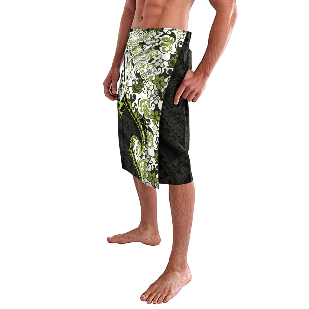 Monstera Plumeria Flowers Olive Green Lavalava Polynesian Pattern LT01 - Polynesian Pride