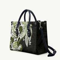 Monstera Plumeria Flowers Olive Green Leather Bag Polynesian Pattern LT01 Green - Polynesian Pride