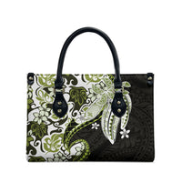 Monstera Plumeria Flowers Olive Green Leather Bag Polynesian Pattern LT01 - Polynesian Pride