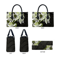 Monstera Plumeria Flowers Olive Green Leather Bag Polynesian Pattern LT01 - Polynesian Pride