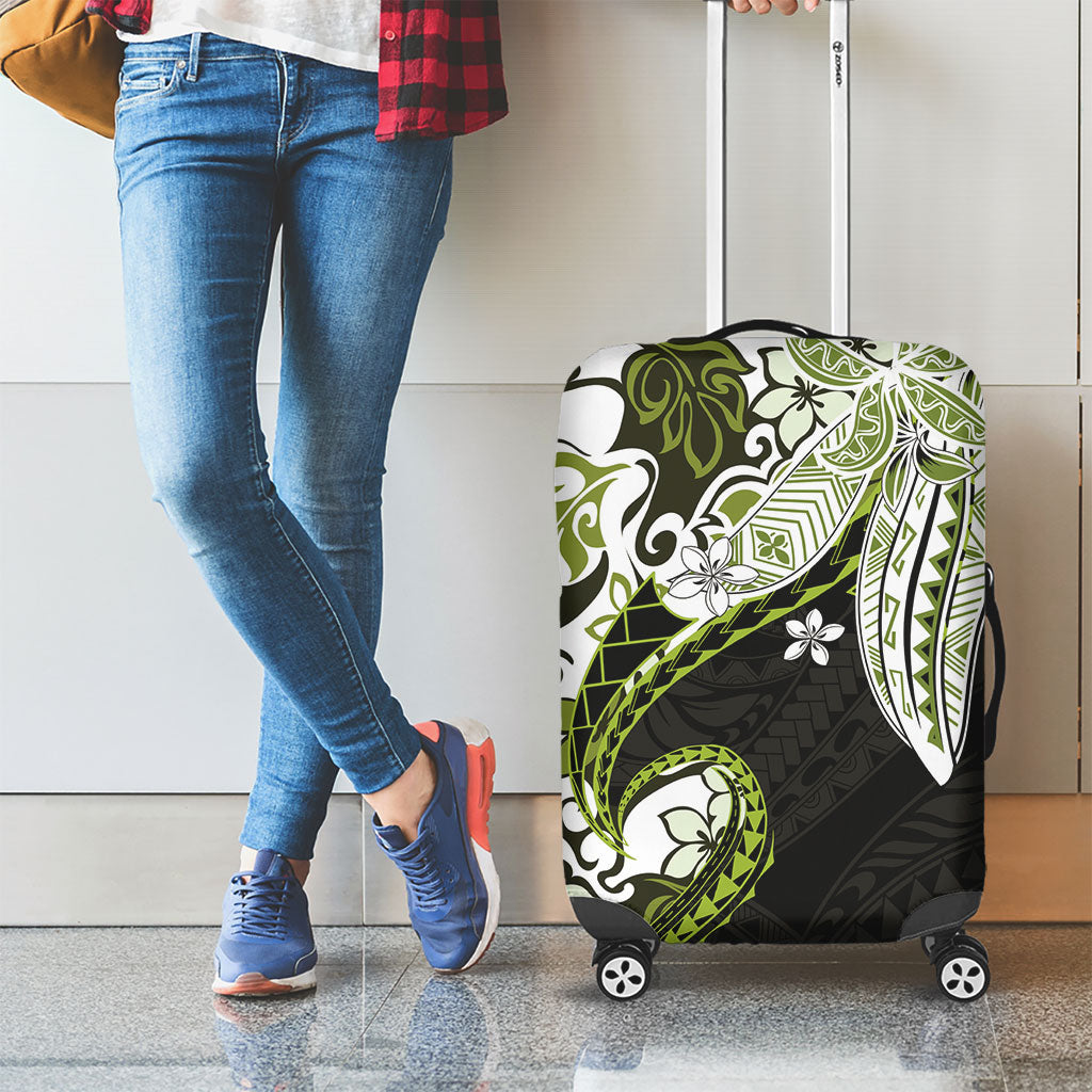 Monstera Plumeria Flowers Olive Green Luggage Cover Polynesian Pattern LT01 - Polynesian Pride