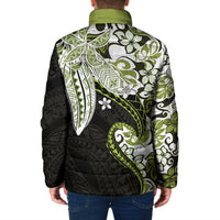 Monstera Plumeria Flowers Olive Green Padded Jacket Polynesian Pattern LT01 - Polynesian Pride
