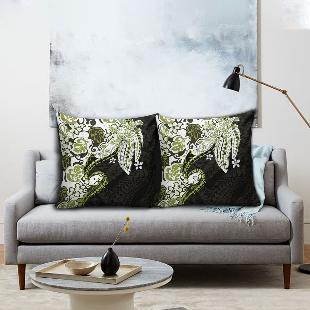 Monstera Plumeria Flowers Olive Green Pillow Cover Polynesian Pattern LT01 - Polynesian Pride