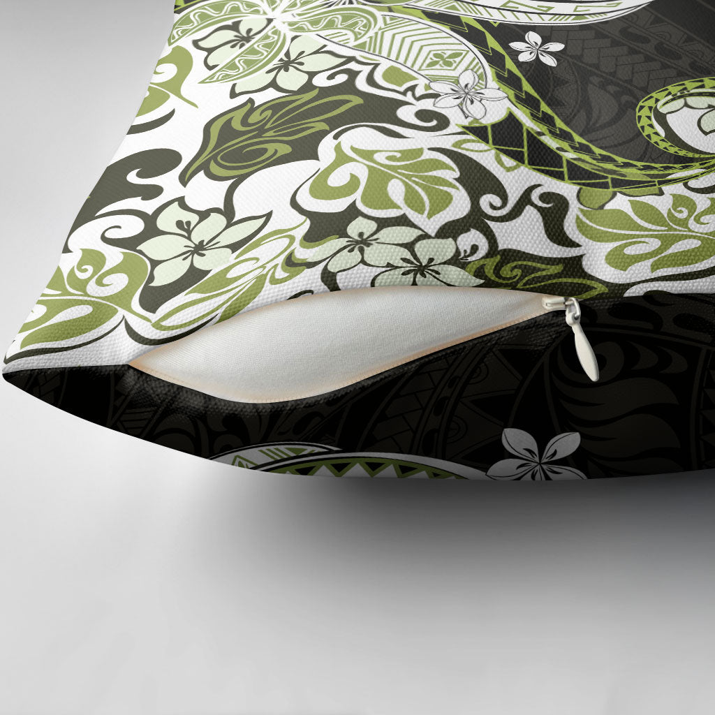 Monstera Plumeria Flowers Olive Green Pillow Cover Polynesian Pattern LT01 - Polynesian Pride
