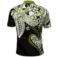 Monstera Plumeria Flowers Olive Green Polo Shirt Polynesian Pattern LT01 - Polynesian Pride