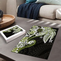 Monstera Plumeria Flowers Olive Green Puzzle Polynesian Pattern LT01 - Polynesian Pride