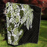 Monstera Plumeria Flowers Olive Green Quilt Polynesian Pattern LT01 - Polynesian Pride