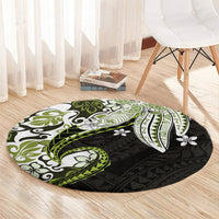 Monstera Plumeria Flowers Olive Green Round Carpet Polynesian Pattern LT01 - Polynesian Pride