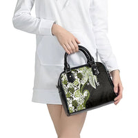 Monstera Plumeria Flowers Olive Green Shoulder Handbag Polynesian Pattern LT01 - Polynesian Pride