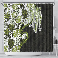 Monstera Plumeria Flowers Olive Green Shower Curtain Polynesian Pattern LT01 - Polynesian Pride