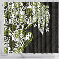 Monstera Plumeria Flowers Olive Green Shower Curtain Polynesian Pattern LT01 - Polynesian Pride