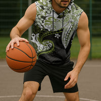 Monstera Plumeria Flowers Olive Green Sleeveless Hoodie Polynesian Pattern LT01 - Polynesian Pride