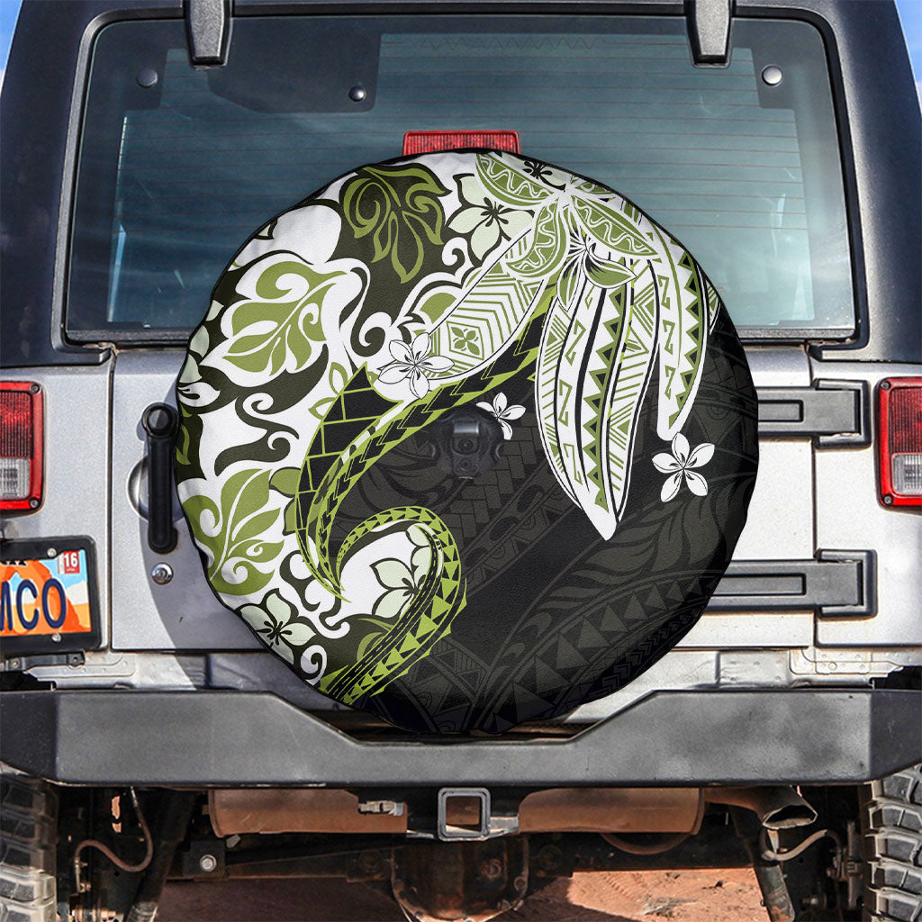 Monstera Plumeria Flowers Olive Green Spare Tire Cover Polynesian Pattern LT01 Green - Polynesian Pride