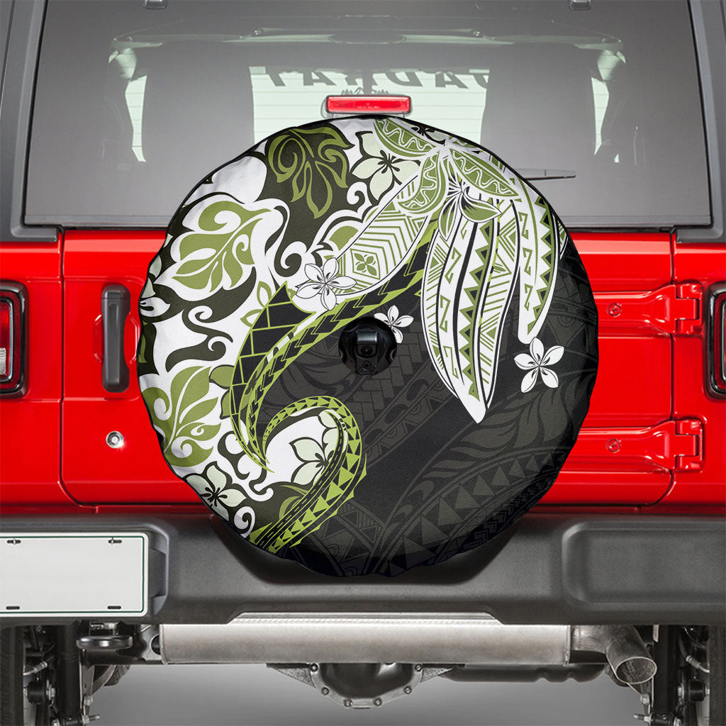 Monstera Plumeria Flowers Olive Green Spare Tire Cover Polynesian Pattern LT01 - Polynesian Pride