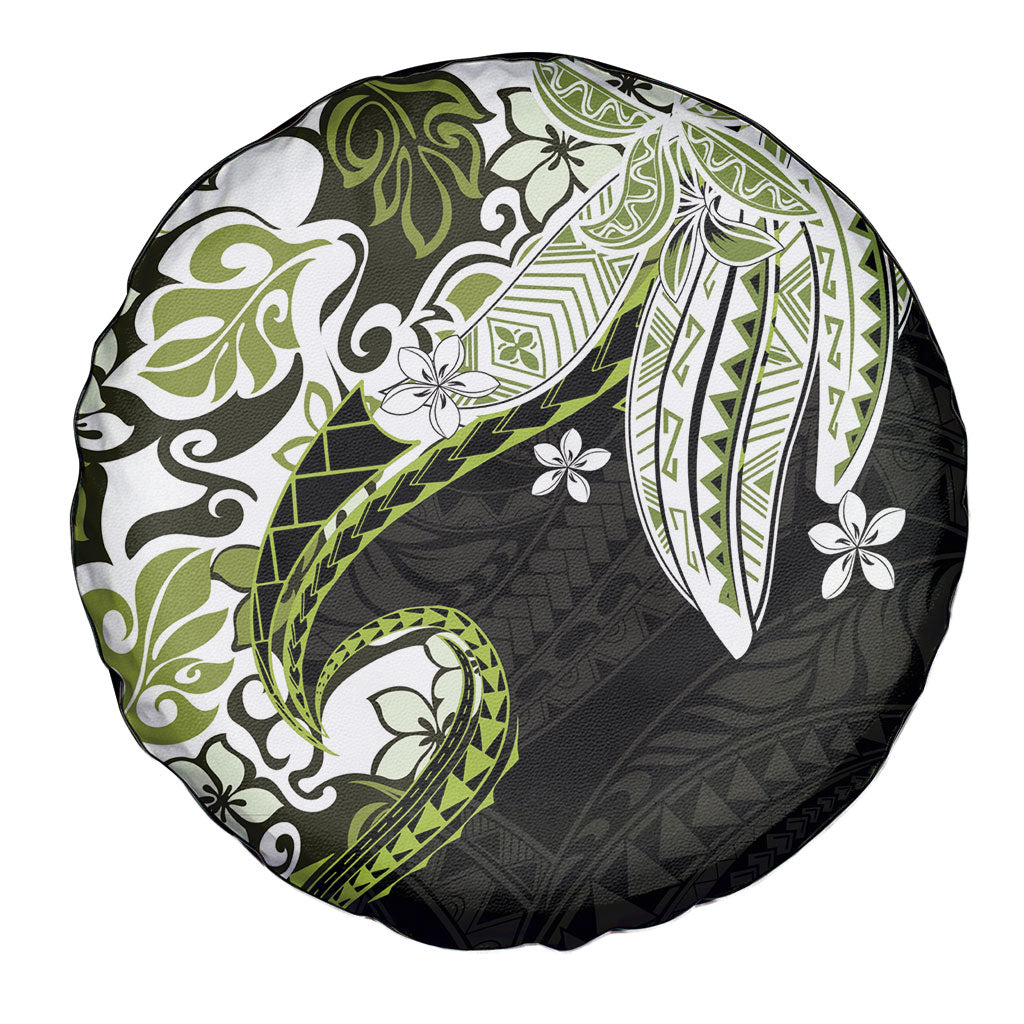 Monstera Plumeria Flowers Olive Green Spare Tire Cover Polynesian Pattern LT01 - Polynesian Pride