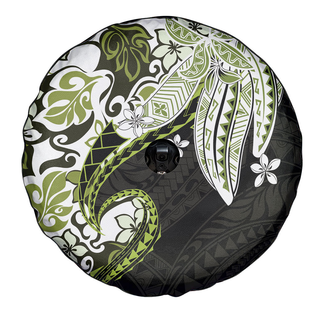 Monstera Plumeria Flowers Olive Green Spare Tire Cover Polynesian Pattern LT01 - Polynesian Pride