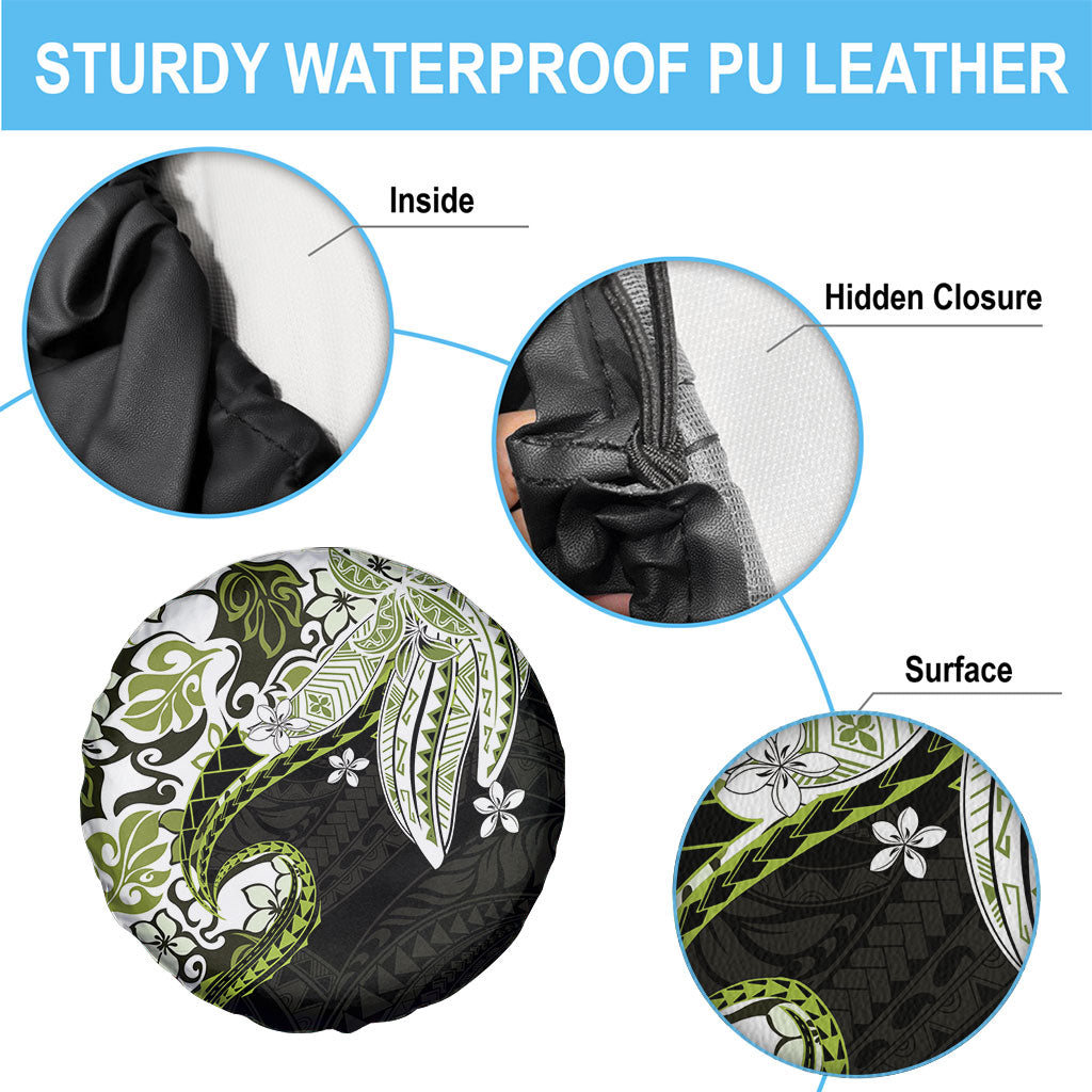 Monstera Plumeria Flowers Olive Green Spare Tire Cover Polynesian Pattern LT01 - Polynesian Pride