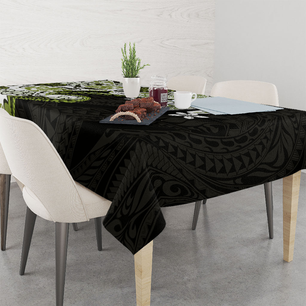 Monstera Plumeria Flowers Olive Green Tablecloth Polynesian Pattern LT01 - Polynesian Pride
