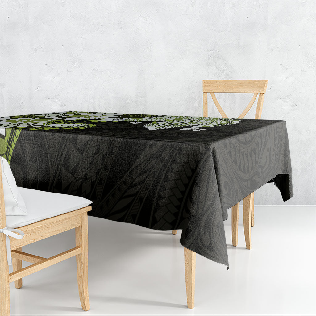Monstera Plumeria Flowers Olive Green Tablecloth Polynesian Pattern LT01 - Polynesian Pride