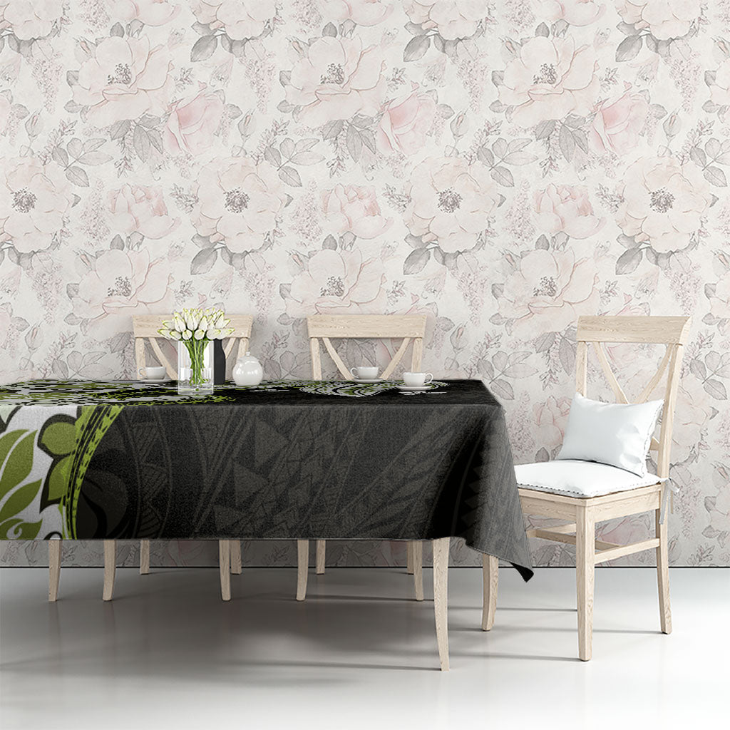 Monstera Plumeria Flowers Olive Green Tablecloth Polynesian Pattern LT01 - Polynesian Pride
